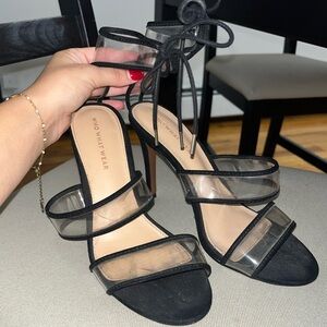 Who What Wear Black Clear Strappy Heeled Sandals